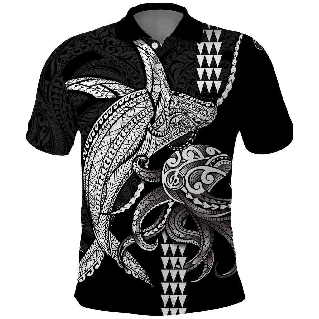 Kanaloa Aloha Hawaii Polo Shirt Humpback Whale Octopus Tattoo Kakau Pattern