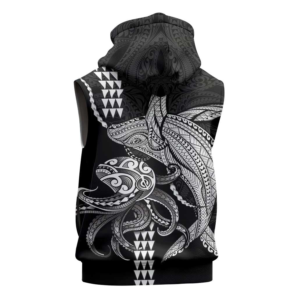 Kanaloa Aloha Hawaii Sleeveless Hoodie Humpback Whale Octopus Tattoo Kakau Pattern LT14 - Polynesian Pride