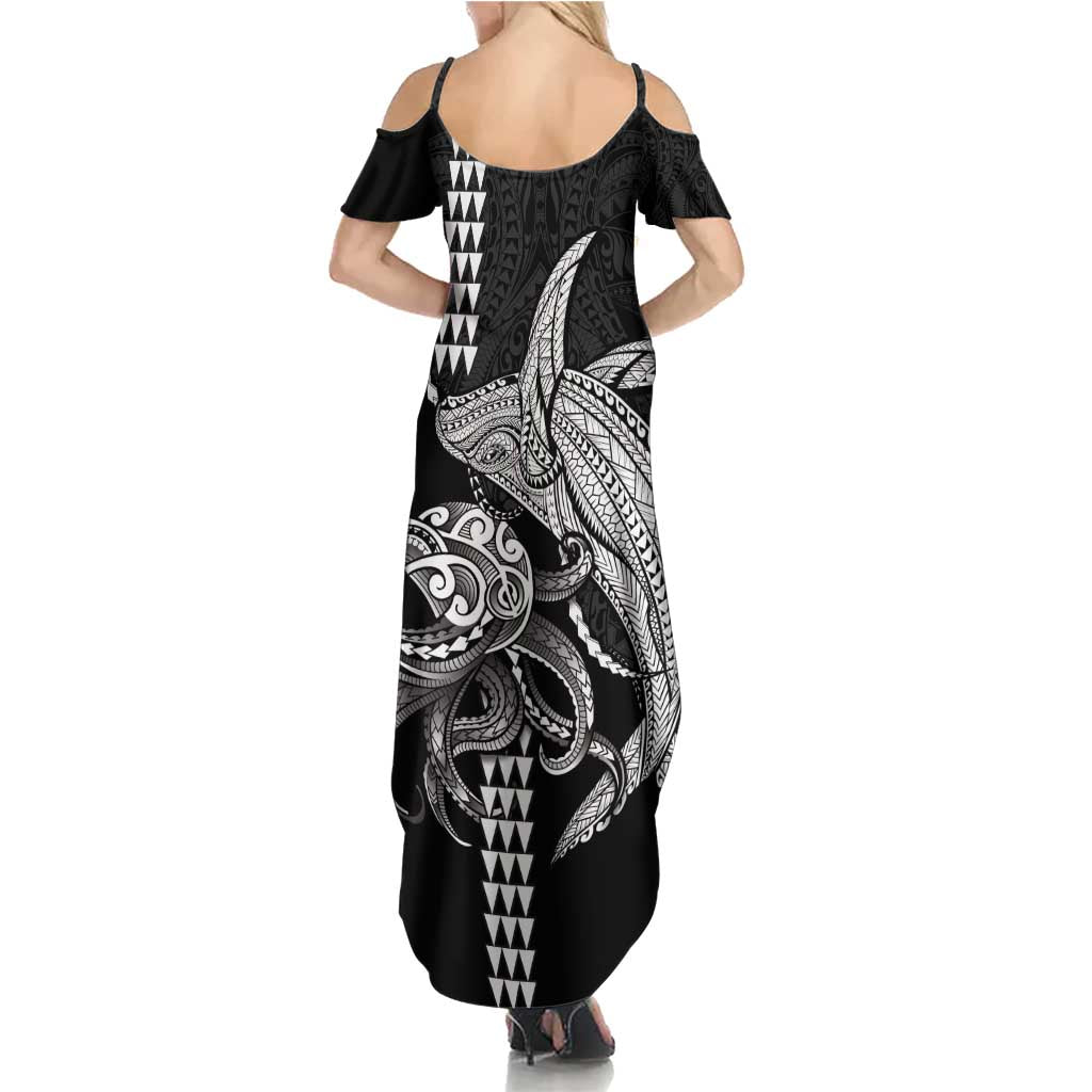 Kanaloa Aloha Hawaii Summer Maxi Dress Humpback Whale Octopus Tattoo Kakau Pattern LT14 - Polynesian Pride