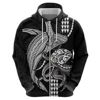 Kanaloa Aloha Hawaii Zip Hoodie Humpback Whale Octopus Tattoo Kakau Pattern LT14 - Polynesian Pride