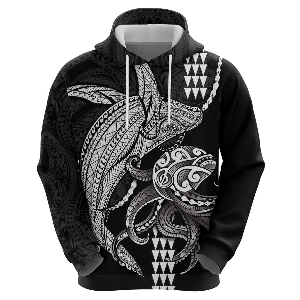 Kanaloa Aloha Hawaii Zip Hoodie Humpback Whale Octopus Tattoo Kakau Pattern LT14 - Polynesian Pride