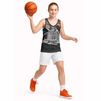 Personalised Hawaii Basketball Jersey Humpback Whale Tattoo With Tropical Flowers Black