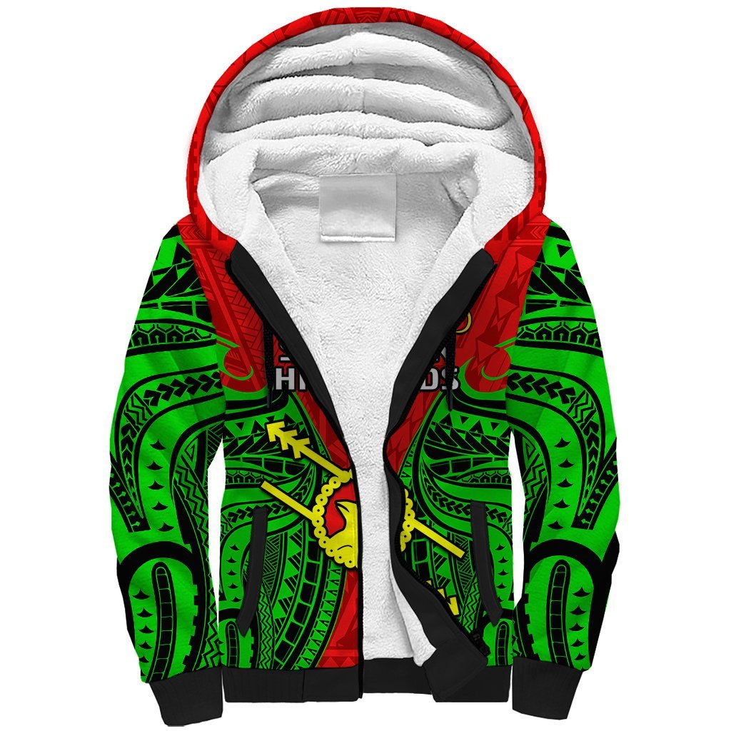 (Custom Personalised) Papua New Guinea Sherpa Hoodie Southern Highlands Province Mix Coat Of Arms Polynesian Art LT14 Unisex Red - Polynesian Pride