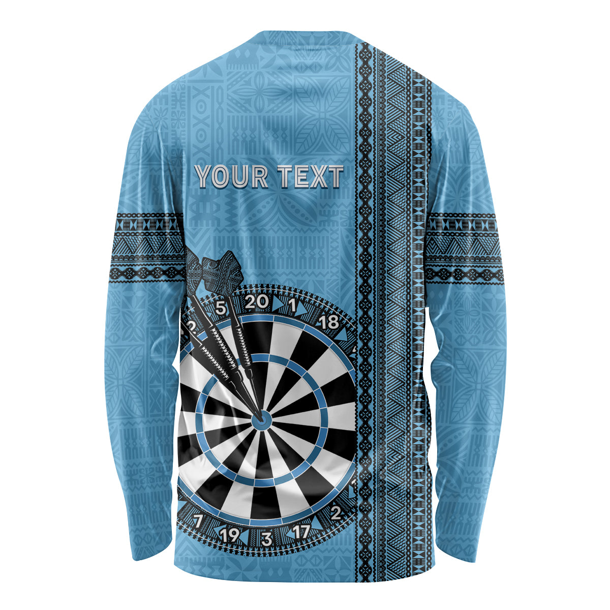 Personalised Fiji Darts Long Sleeve Shirt Fijian Tapa Pattern - Blue