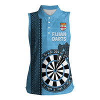 Personalised Fiji Darts Women Sleeveless Polo Shirt Fijian Tapa Pattern - Blue