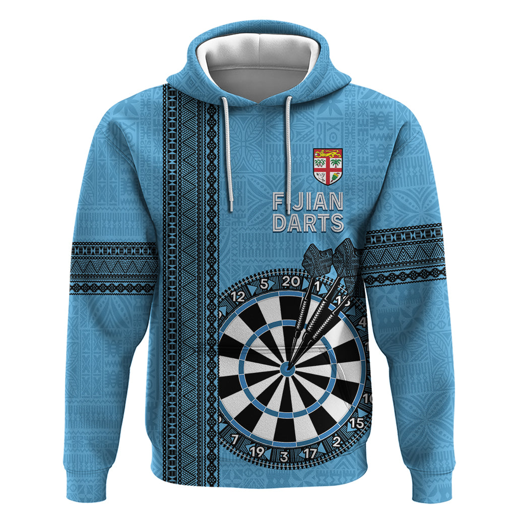 Personalised Fiji Darts Zip Hoodie Fijian Tapa Pattern - Blue