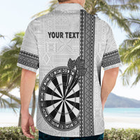 Personalised Fiji Darts Hawaiian Shirt Fijian Tapa Pattern - White