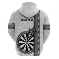 Personalised Fiji Darts Hoodie Fijian Tapa Pattern - White