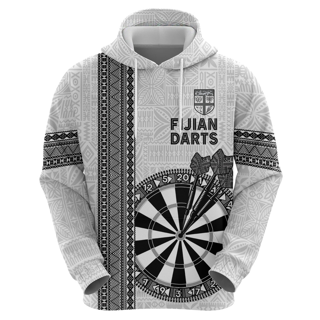 Personalised Fiji Darts Hoodie Fijian Tapa Pattern - White