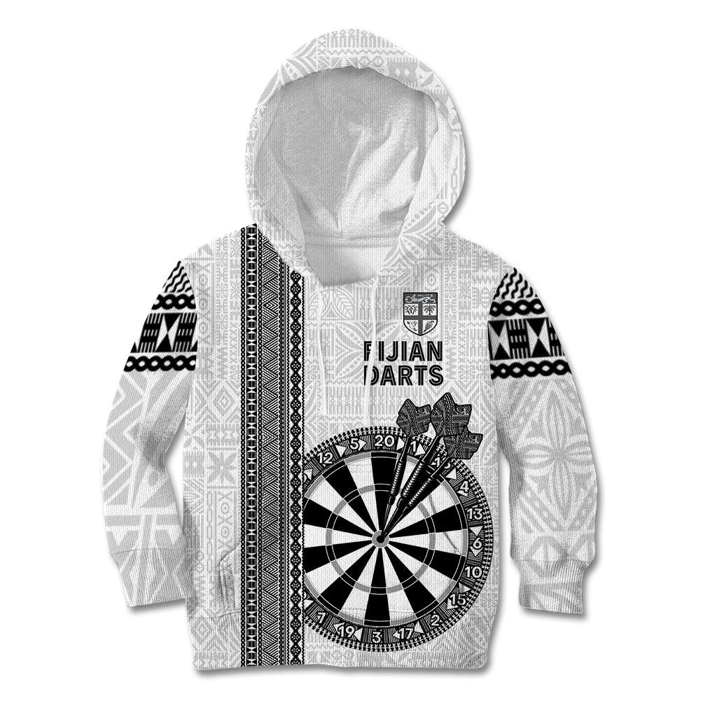 Personalised Fiji Darts Kid Hoodie Fijian Tapa Pattern - White