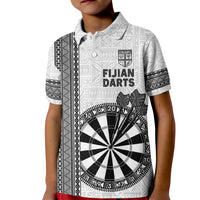 Personalised Fiji Darts Kid Polo Shirt Fijian Tapa Pattern - White