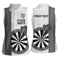 Personalised Fiji Darts Women Sleeveless Polo Shirt Fijian Tapa Pattern - White