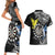 Personalised Cook Islands Darts Couples Matching Short Sleeve Bodycon Dress and Hawaiian Shirt Kuki Airani Tribal Pattern