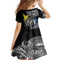 Personalised Cook Islands Darts Family Matching Off Shoulder Maxi Dress and Hawaiian Shirt Kuki Airani Tribal Pattern LT14 - Polynesian Pride