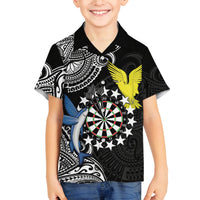 Personalised Cook Islands Darts Family Matching Puletasi and Hawaiian Shirt Kuki Airani Tribal Pattern LT14 Son's Shirt Black - Polynesian Pride