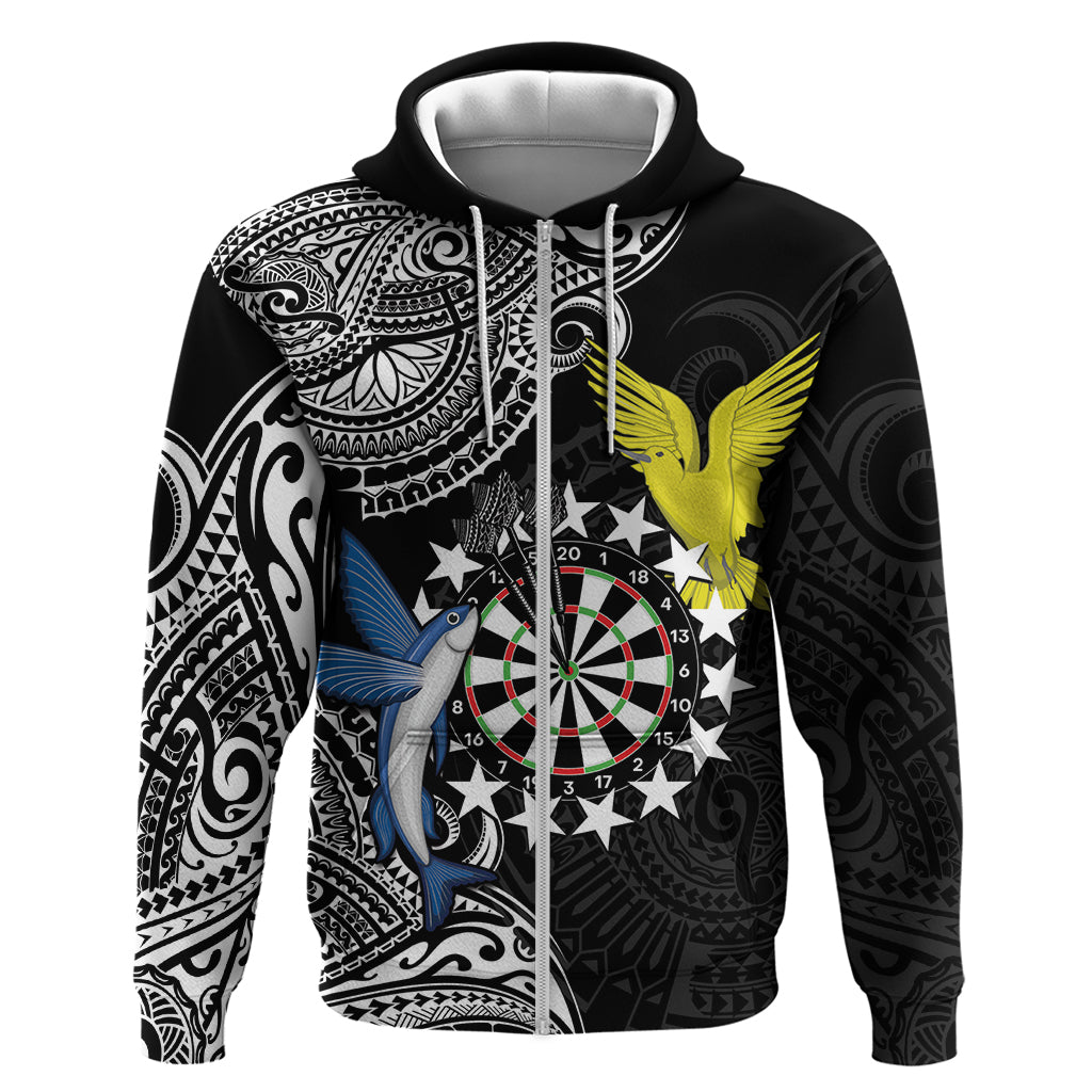 Personalised Cook Islands Darts Zip Hoodie Kuki Airani Tribal Pattern