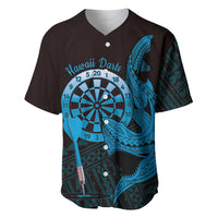 Aloha Hawaii Darts Baseball Jersey Dart Board With Polynesian Shark - Blue LT14 Blue - Polynesian Pride