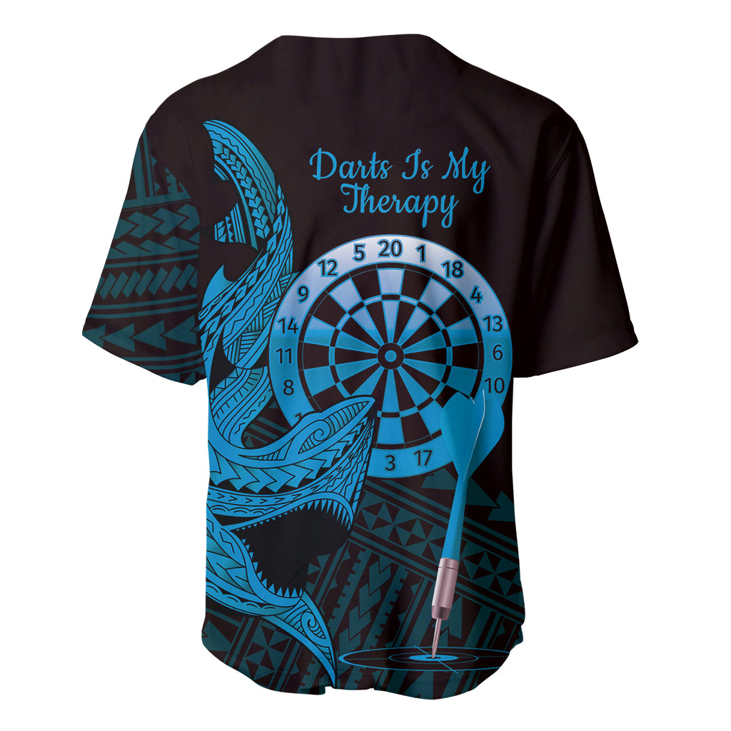 Aloha Hawaii Darts Baseball Jersey Dart Board With Polynesian Shark - Blue LT14 - Polynesian Pride