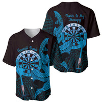 Aloha Hawaii Darts Baseball Jersey Dart Board With Polynesian Shark - Blue LT14 - Polynesian Pride