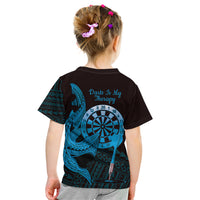 Aloha Hawaii Darts Kid T Shirt Dart Board With Polynesian Shark - Blue LT14 - Polynesian Pride