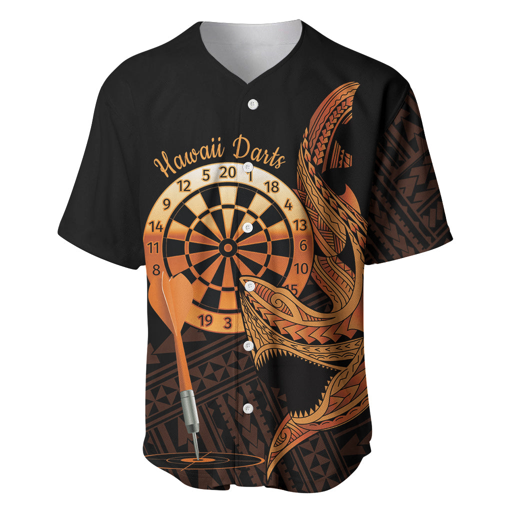 Aloha Hawaii Darts Baseball Jersey Dart Board With Polynesian Shark - Gold LT14 Gold - Polynesian Pride