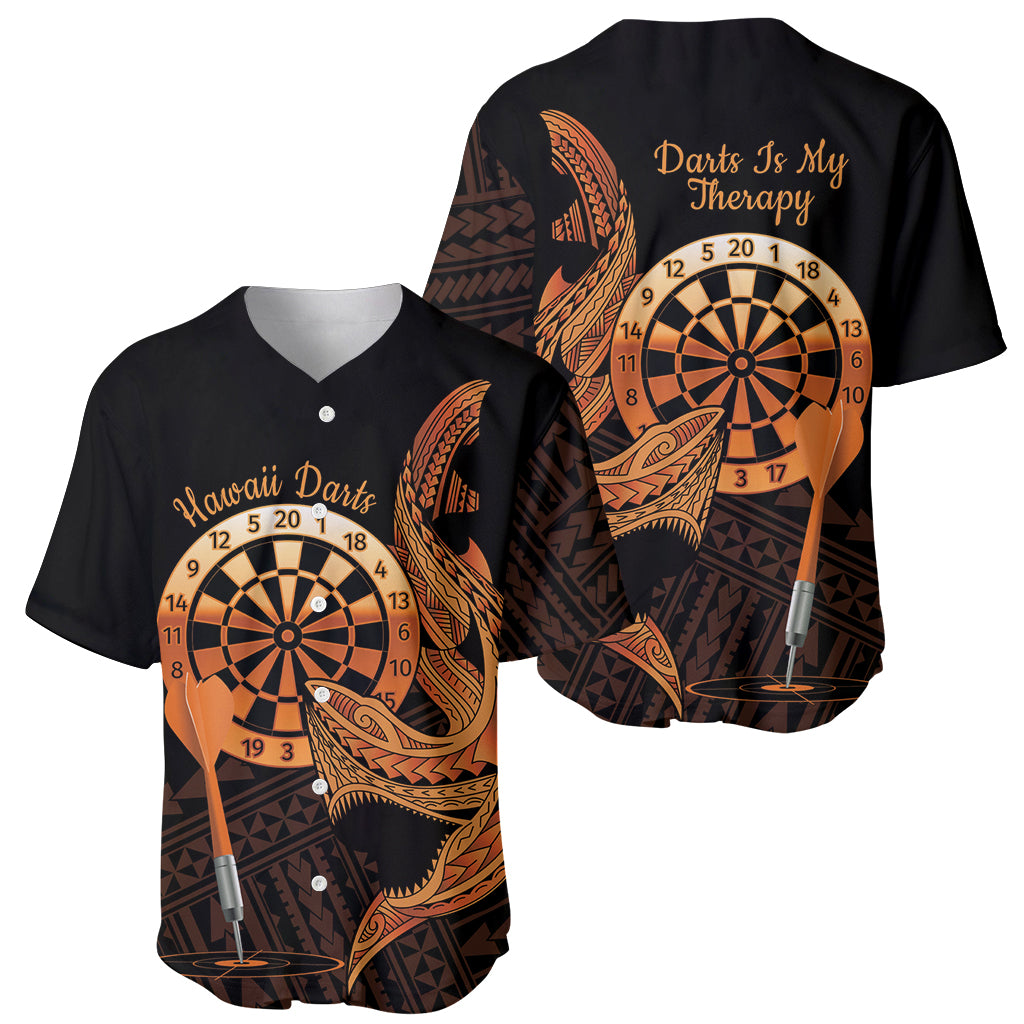 Aloha Hawaii Darts Baseball Jersey Dart Board With Polynesian Shark - Gold LT14 - Polynesian Pride