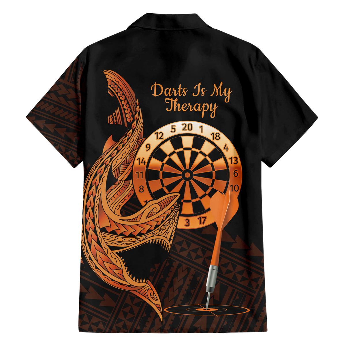 Aloha Hawaii Darts Hawaiian Shirt Dart Board With Polynesian Shark - Gold