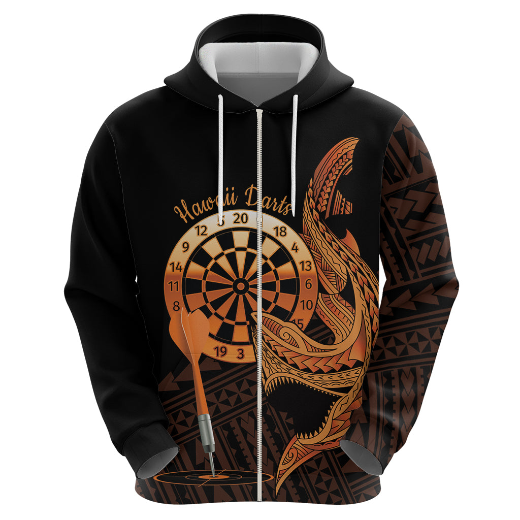 Aloha Hawaii Darts Hoodie Dart Board With Polynesian Shark - Gold