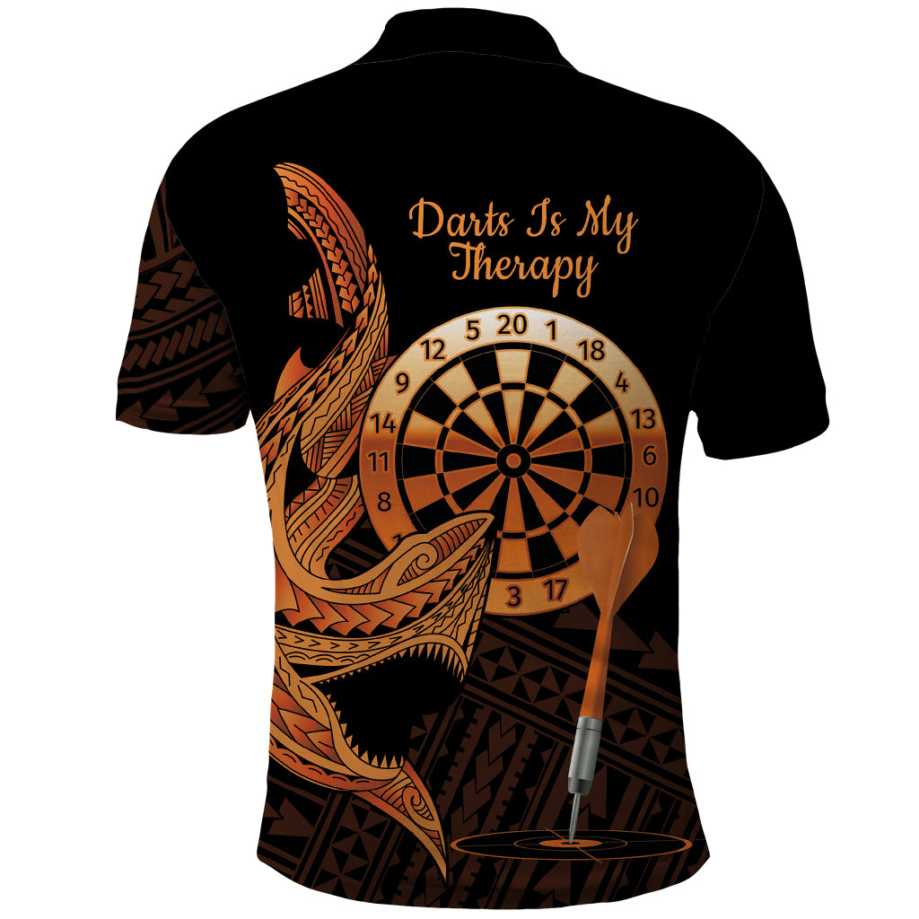 Aloha Hawaii Darts Polo Shirt Dart Board With Polynesian Shark - Gold