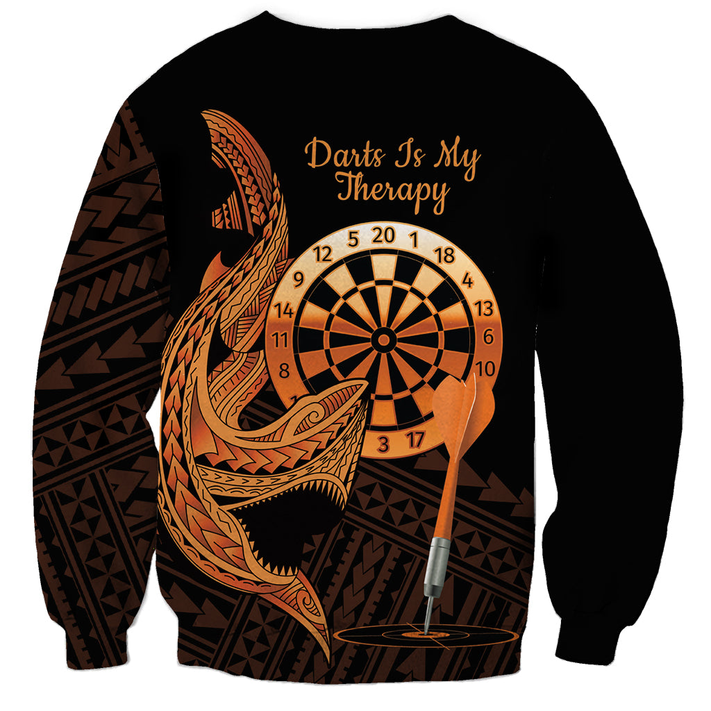 Aloha Hawaii Darts Sweatshirt Dart Board With Polynesian Shark - Gold LT14 - Polynesian Pride