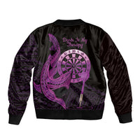Aloha Hawaii Darts Bomber Jacket Dart Board With Polynesian Shark - Purple LT14 - Polynesian Pride