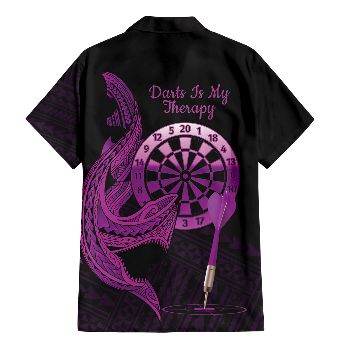 Aloha Hawaii Darts Family Matching Mermaid Dress and Hawaiian Shirt Dart Board With Polynesian Shark - Purple LT14 - Polynesian Pride