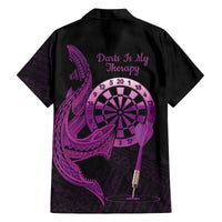 Aloha Hawaii Darts Family Matching Summer Maxi Dress and Hawaiian Shirt Dart Board With Polynesian Shark - Purple
