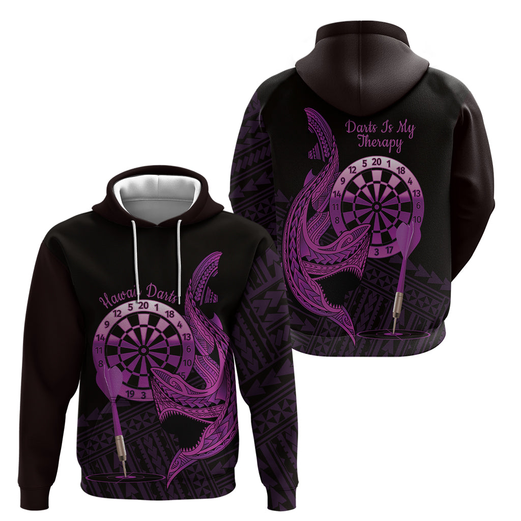 Aloha Hawaii Darts Hoodie Dart Board With Polynesian Shark - Purple