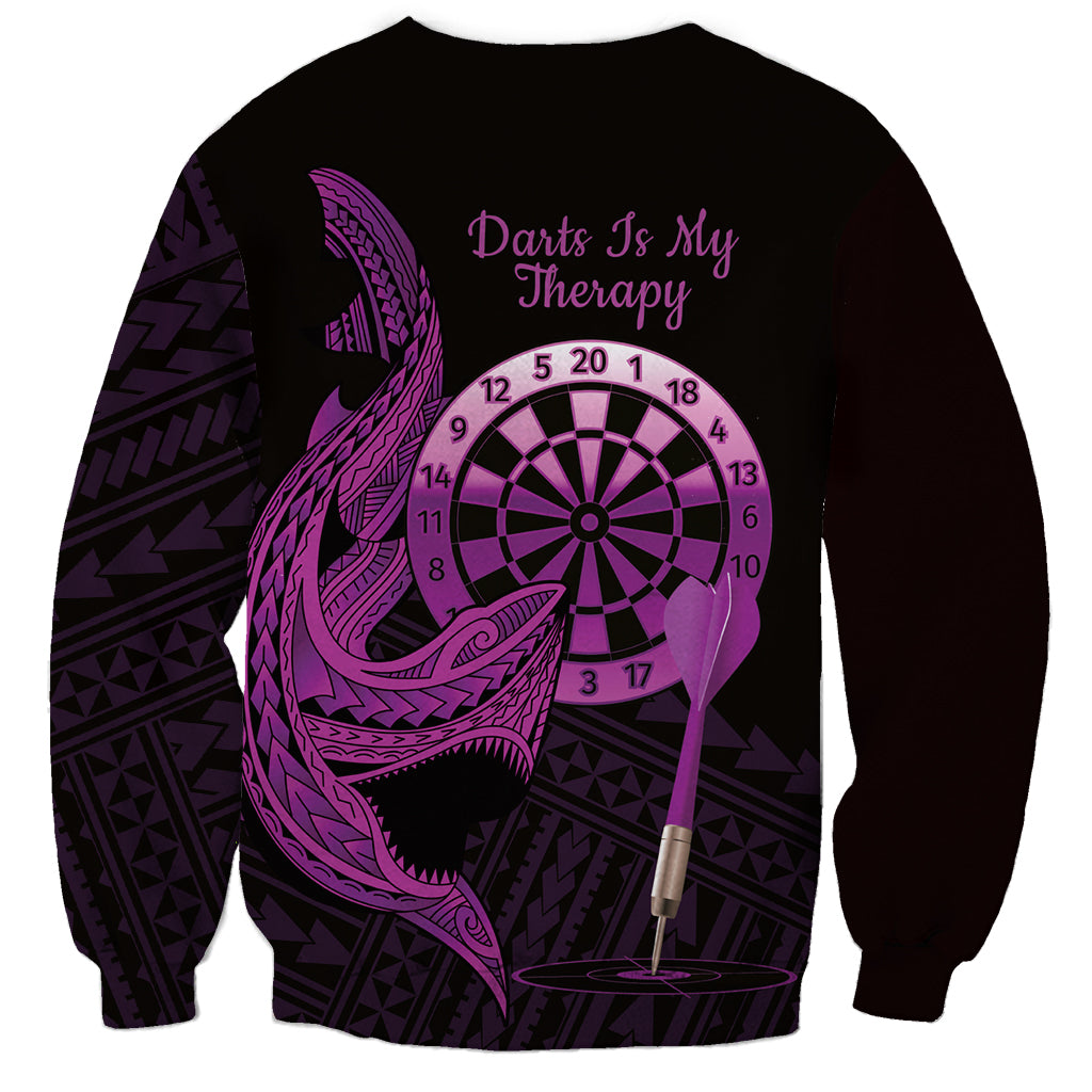 Aloha Hawaii Darts Sweatshirt Dart Board With Polynesian Shark - Purple LT14 - Polynesian Pride