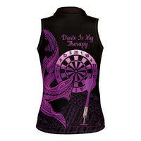Aloha Hawaii Darts Women Sleeveless Polo Shirt Dart Board With Polynesian Shark - Purple LT14 - Polynesian Pride