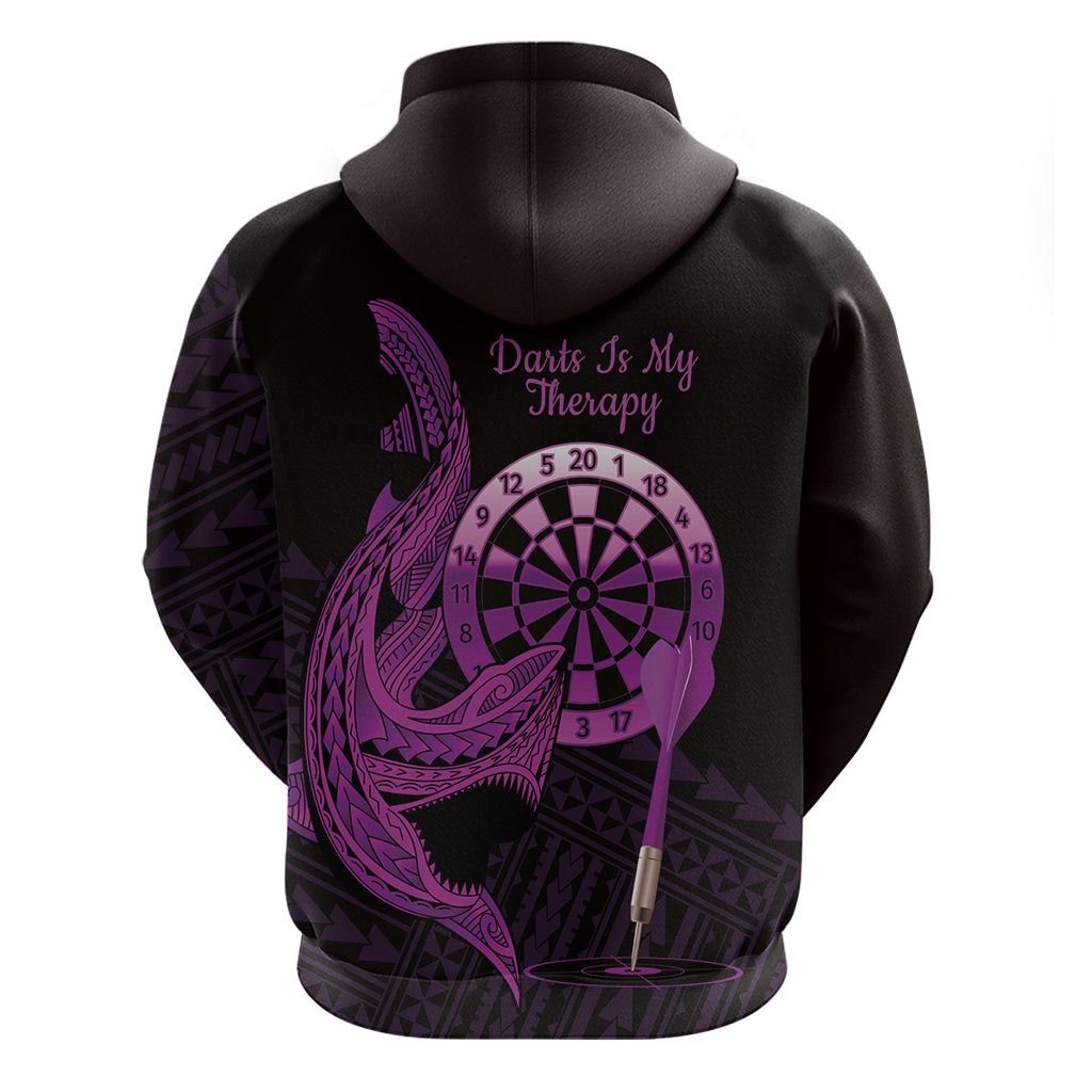 Aloha Hawaii Darts Zip Hoodie Dart Board With Polynesian Shark - Purple