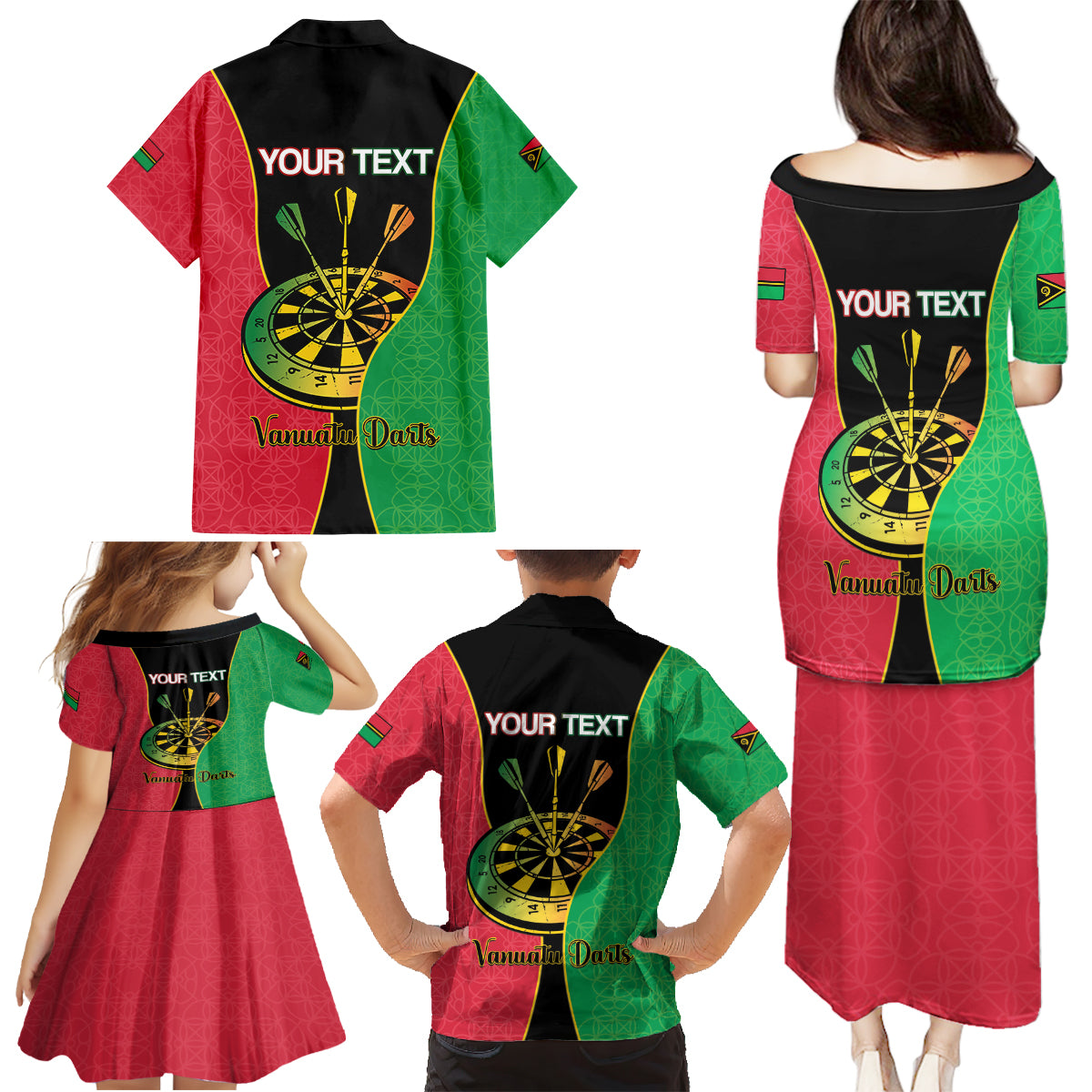 Personalised Vanuatu Darts Family Matching Puletasi and Hawaiian Shirt Happiness Is A Tight Threesome Sand Drawing Art LT14 - Polynesian Pride