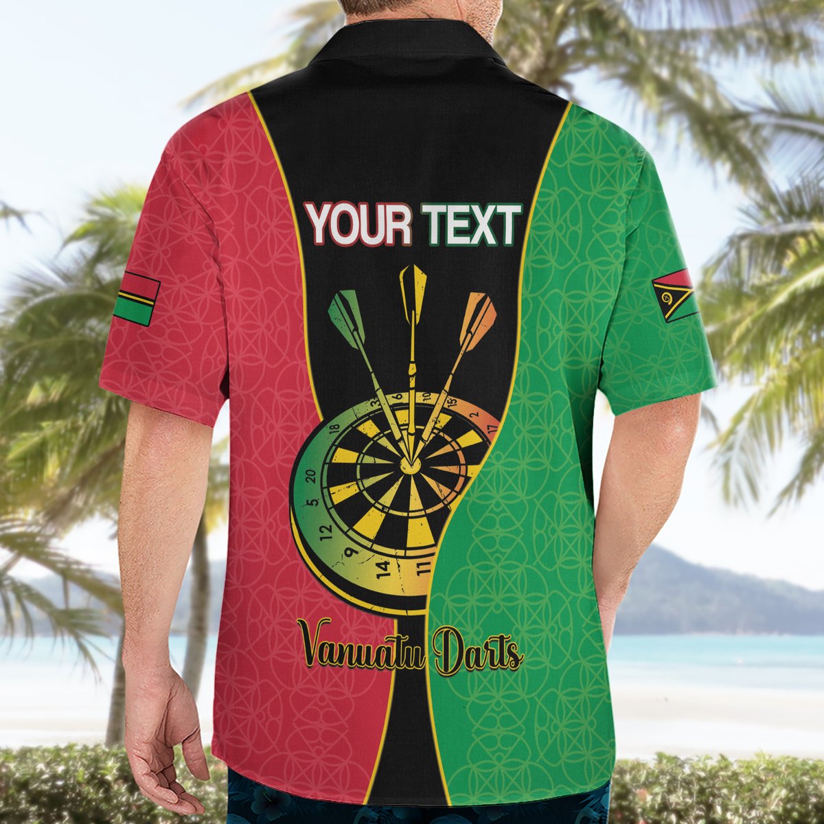 Personalised Vanuatu Darts Hawaiian Shirt Happiness Is A Tight Threesome Sand Drawing Art
