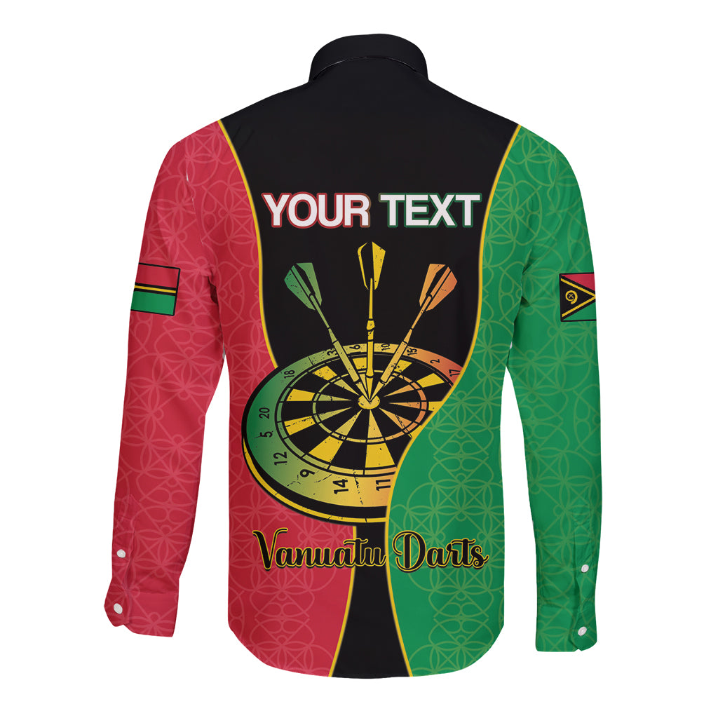 Personalised Vanuatu Darts Long Sleeve Button Shirt Happiness Is A Tight Threesome Sand Drawing Art
