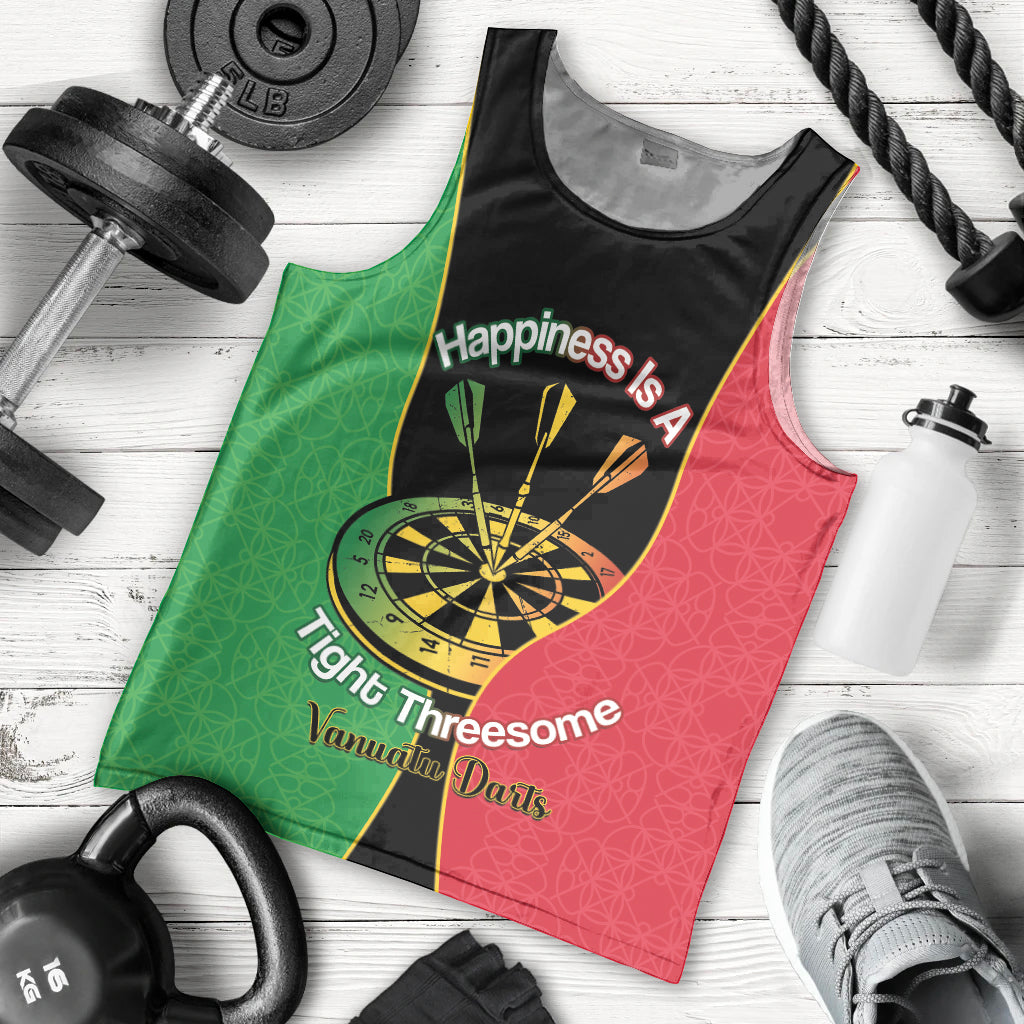 Personalised Vanuatu Darts Men Tank Top Happiness Is A Tight Threesome Sand Drawing Art LT14 - Polynesian Pride