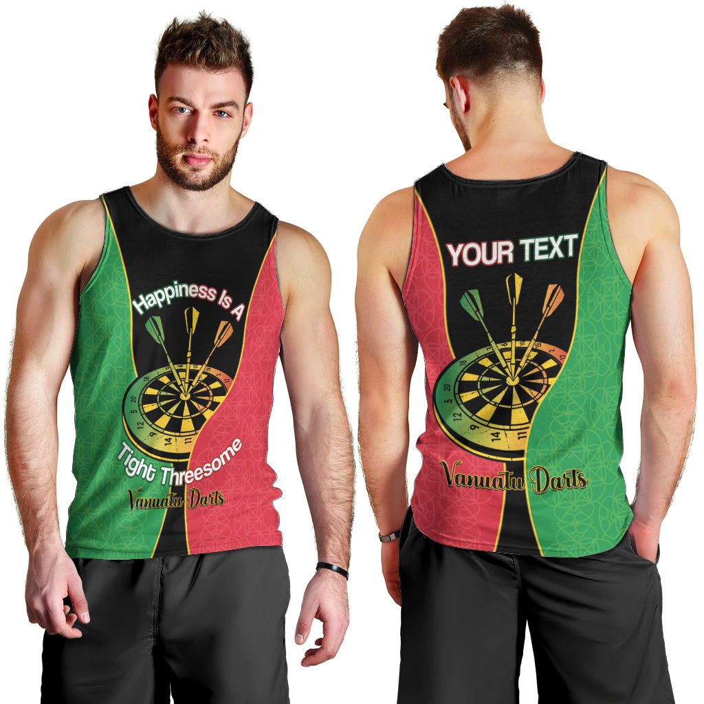 Personalised Vanuatu Darts Men Tank Top Happiness Is A Tight Threesome Sand Drawing Art LT14 - Polynesian Pride