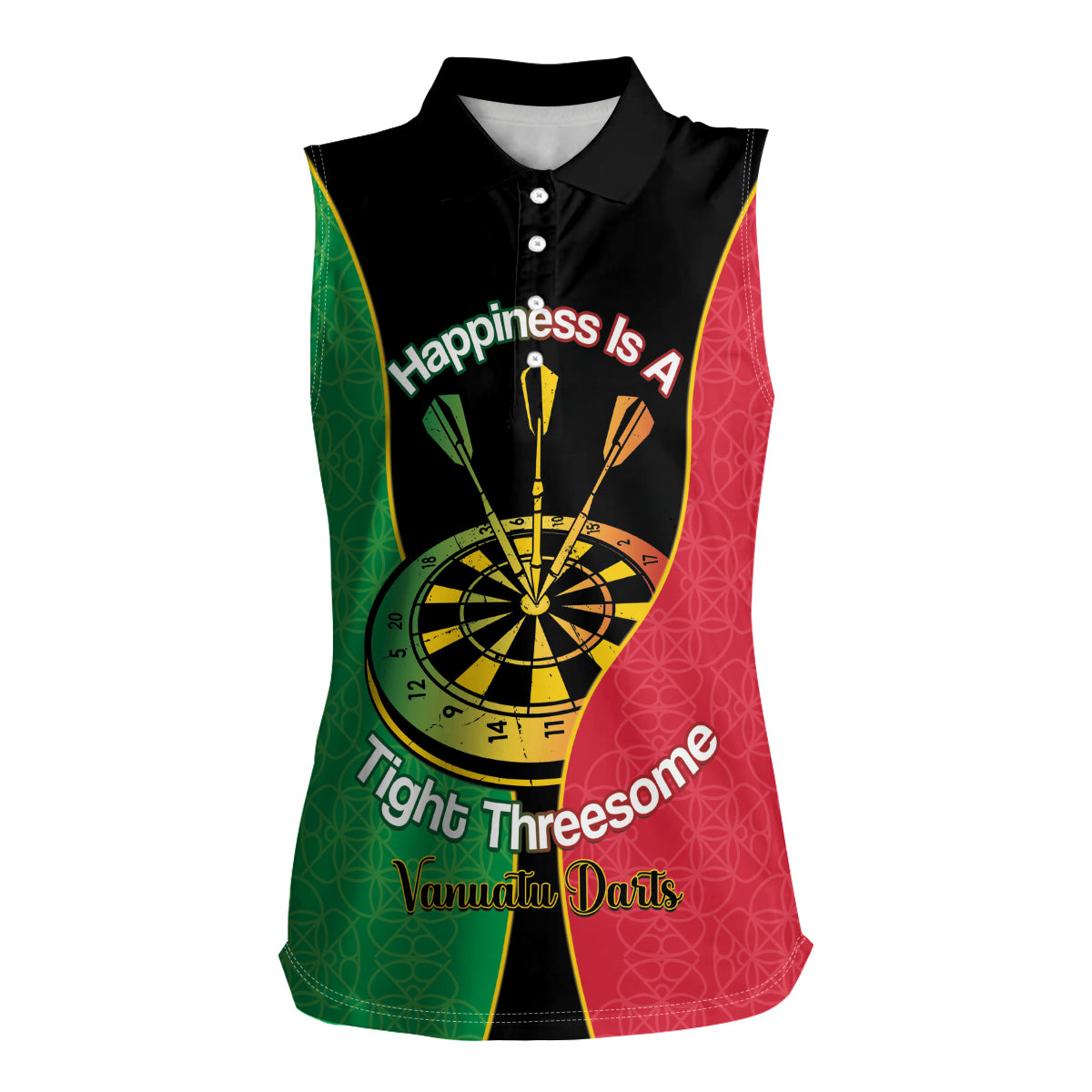 Personalised Vanuatu Darts Women Sleeveless Polo Shirt Happiness Is A Tight Threesome Sand Drawing Art LT14 Female Red - Polynesian Pride