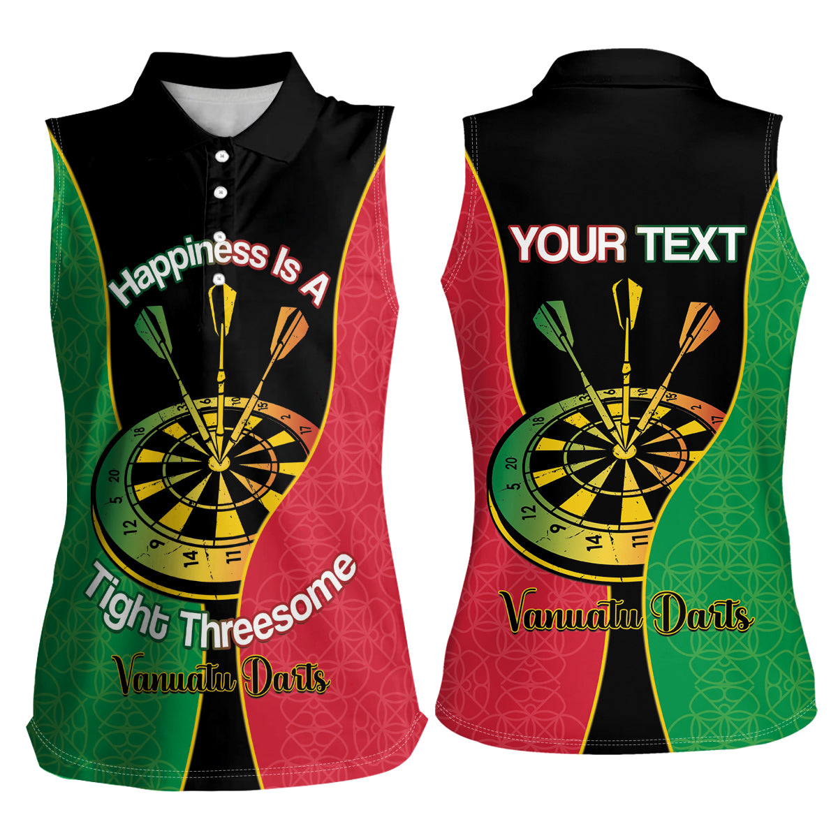 Personalised Vanuatu Darts Women Sleeveless Polo Shirt Happiness Is A Tight Threesome Sand Drawing Art LT14 - Polynesian Pride