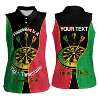 Personalised Vanuatu Darts Women Sleeveless Polo Shirt Happiness Is A Tight Threesome Sand Drawing Art LT14 - Polynesian Pride