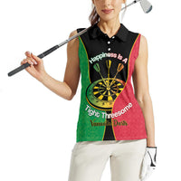 Personalised Vanuatu Darts Women Sleeveless Polo Shirt Happiness Is A Tight Threesome Sand Drawing Art LT14 - Polynesian Pride