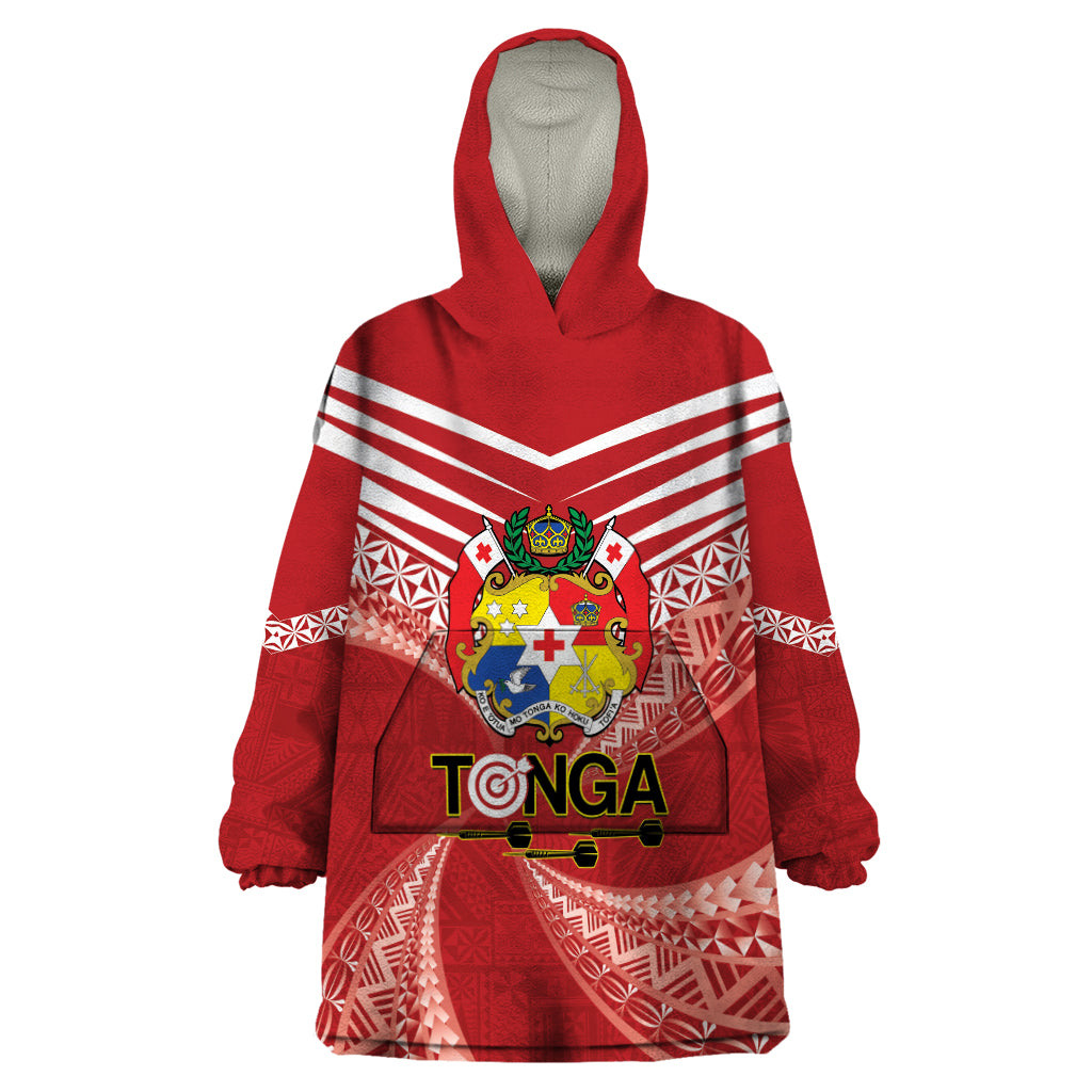 Tonga Darts Wearable Blanket Hoodie Tongan Ngatu Pattern LT14 One Size Red - Polynesian Pride