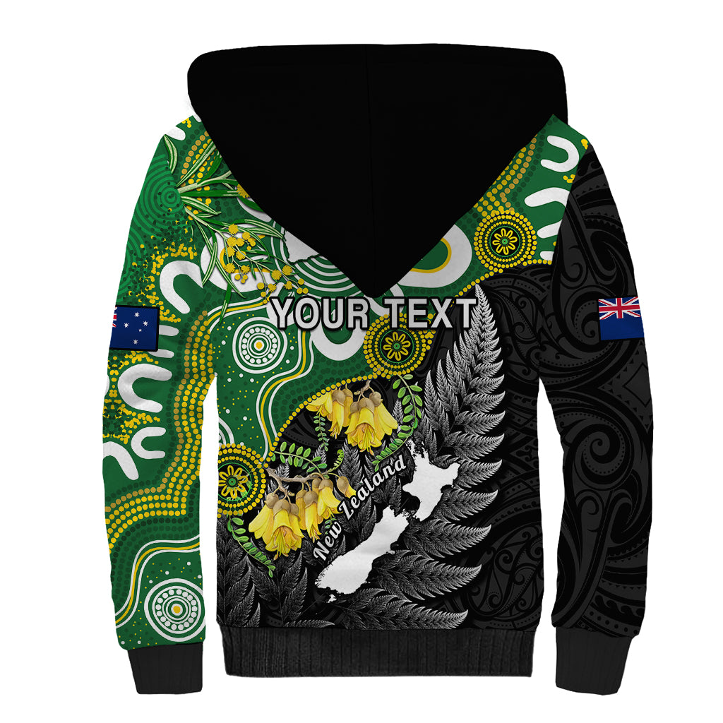 Personalised New Zealand And Australia Sherpa Hoodie Aboriginal Mix Aotearoa Maori Unique Style LT14 - Polynesian Pride
