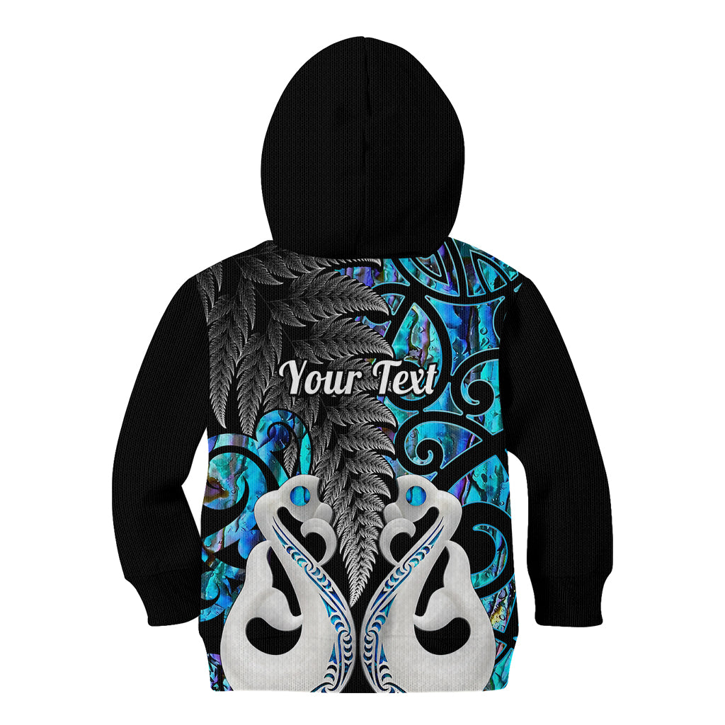 Personalised New Zealand Kid Hoodie Te Manaia Mangopare Maori And Fern Blue Style LT14 - Polynesian Pride