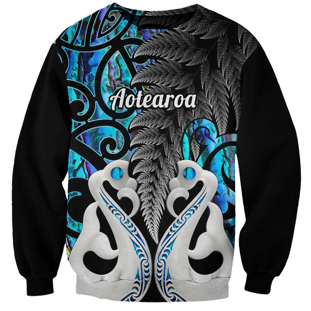 Personalised New Zealand Sweatshirt Te Manaia Mangopare Maori And Fern Blue Style LT14 Unisex Blue - Polynesian Pride
